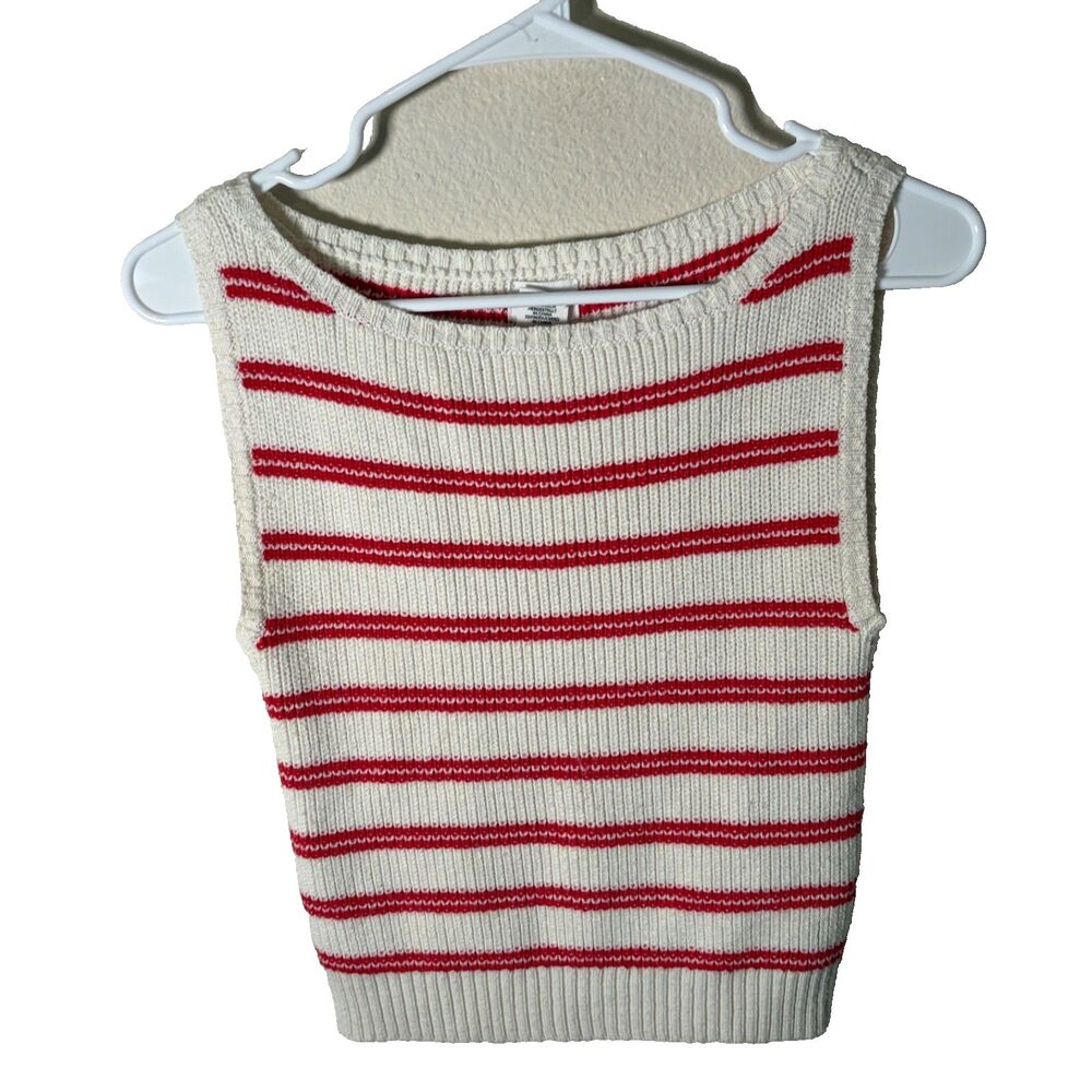 Song of Style Tank Top Women's Small Red Striped Knit Pullover Sleeveless Casual
